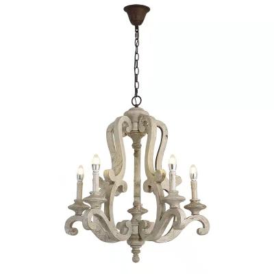 China Rustic American Wooden Chandelier Clothing Store Cafe Shop Dining Room Living Room Country Decorative Lamps for sale