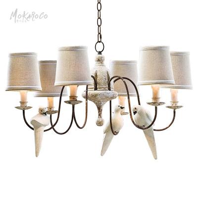 China European American Country Flower Bird Lamp Antique Bird Archaize Art Living Room Bedroom Dining Room Wood Chandelier for sale