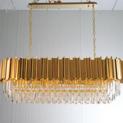 China Retro style gold electrophoresis chandelier hotel villa crystal chandelier European American light luxury rectangular mirror track for sale