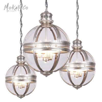 China EUROPEAN Victoria Hotel Old Silver Color 3 Lights 3 Sizes Glass Ball Chandelier Factory Outlet Pendant Chandelier for sale