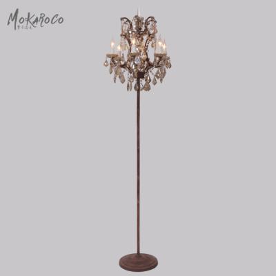 China 19th C. lamp decoration smoked iron rococo rococo crystal floor lamp and gray crystal lanterns to restore the antique floor lamp for sale