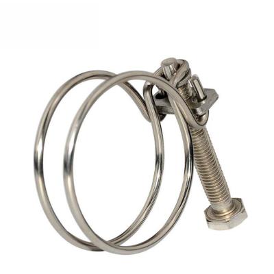 China Heavy Duty Pipe Clamp Wire Line Double Clamp Stainless Steel Tubing Adjustable T-bolt Flange Tube Pipe Clips for sale