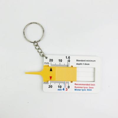 China Plastic Plastic Key Ring 0-20mm Tire Tester Grooves Depth Depth Gauge Plastic Plastic Key Chain for sale