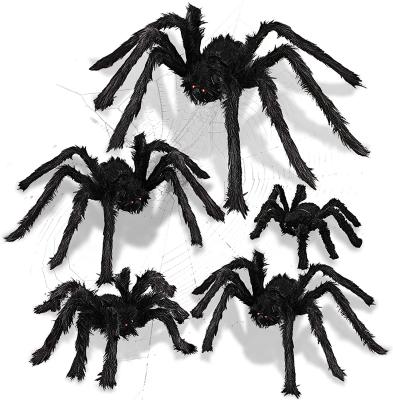 China Eco-Friendly Indoor Outdoor Giant Spider Decorations Large Yard Spider Decoration with Scary Halloween Faux Cobweb Halloween Decorations for sale