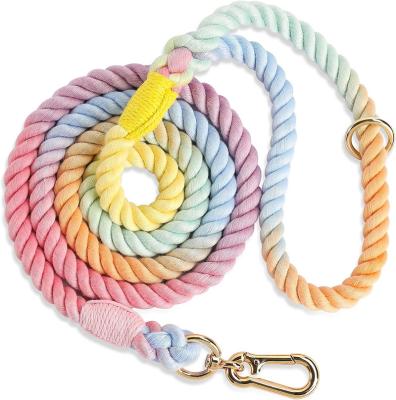 China Durable Strong Handmade Dog Leash Personalized Eco Friendly Organic Braided Cotton Rope Lead for sale