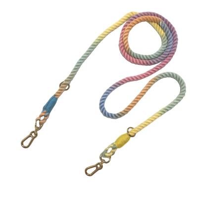 China Personalized Hot Selling Gradient Cotton Rope Leash Double Strand Pet Leash With Colorful Lead for sale