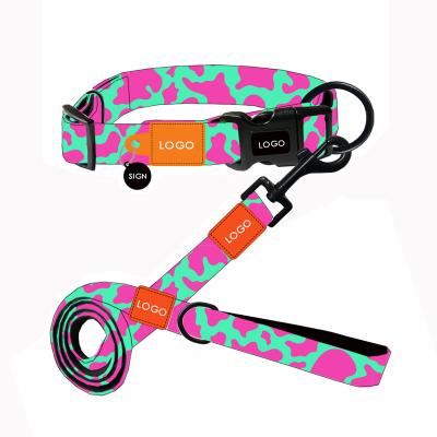 China DETACHED Custom Dog Collar Advance Set Sublimation Print Dog Strap Pet Collar Leash Set For Large Dog Pet Supplies for sale