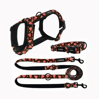 China DETACHED Tactical Dog Harness Set Soft Foam And Polyester Safety Pet Harness Leash Collar Set With Custom Designs for sale