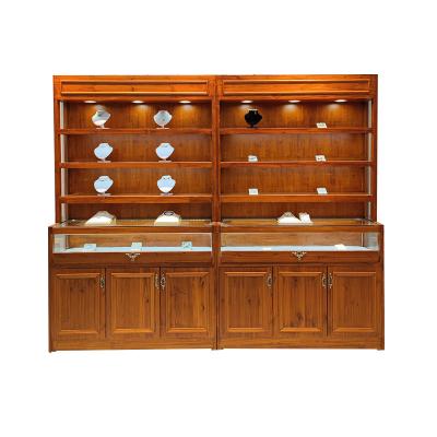 China Factory Price Traditional Antique Style Solid Wood Chinese Fir Jewelry Antiques Accessories Showcases Cabinet for sale