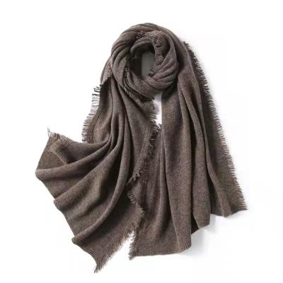 China Winter Pure Wool W027-Hot Sale Solid Color 100% Wool Brown Wool Shawl Scarf for sale