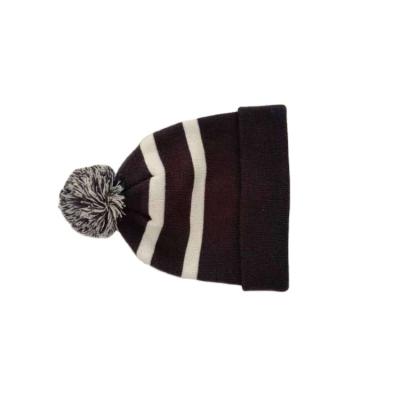 China Factory Wholesale High Quality COMMON Fur A9 Simple Striped Ball Warm Knitted Hat for sale