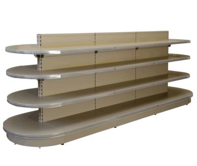 China Chinese Supplier Double Sided Half Round Main Gondola Supermarket Steel Shelf for sale