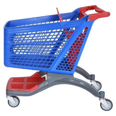 China New Durable Cheap Price Folding 210L Supermarket Shopping Trolleys Plastic Grocery Cart With Handle for sale