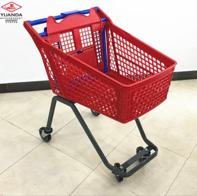 China Shopping Mall Folding Portable Trolley Wholesale Plastic Shopping Cart for sale