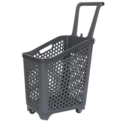 China Wholesale Supermarket Shopping Plastic Hand Push Shopping Cart Trolley Carts Large Capacity for sale