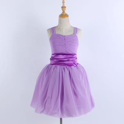 China Purple Stretch Mesh Ballet Dress Little Girl Lyrical Dance Wear To Wear Elegant Stage Performance Dance Costume for sale