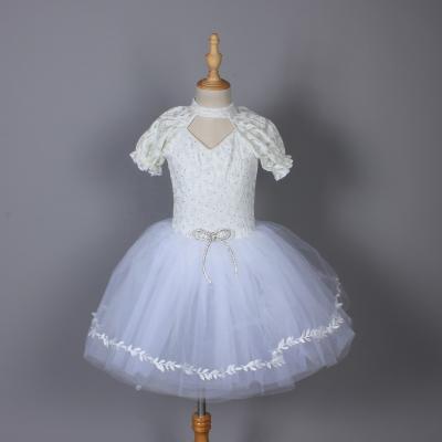 China Attractive White Girl Performance Dress Princess Blow Sleeve Ballet Dance Dress Stage Performance Dance Professional Wear for sale