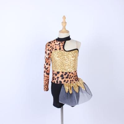 China Leotard Jazz Dancer Dresses Gold Sequin Shiny Leopard Print Modern Western Dance Costume Animal Cheer Forest Stage Play Performance Wear for sale