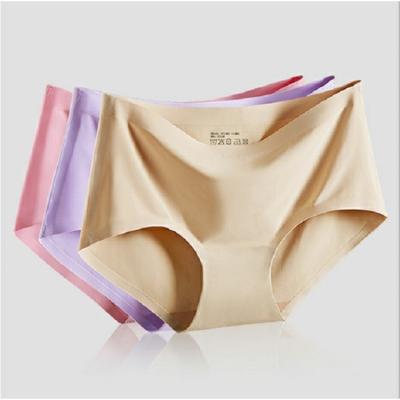 China Antibacterial Seamless Ice Silk Panties Girls Breathable Women Briefs High Elasticity Women Soft Underwear for sale