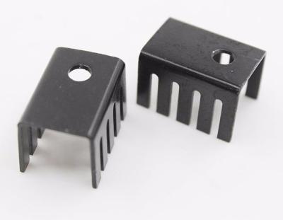 China All Aluminum U Shaped Heatsink Transistor Heatsink Metal Stamping Parts 13*13*19mm Black Aluminum Heatsink Customer Request for sale