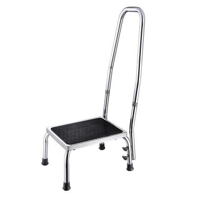 China Safe Storage Metal Foot Stool With Handrail Support And Non Skid And Environmental Friendly TPR Platform for sale