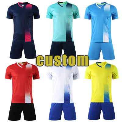 China Hot Selling Adult Single Soccer Jersey Sets Latest Designs Sublimation Full Set Adult Custom Printing Wholesale Price Football Uniforms for sale