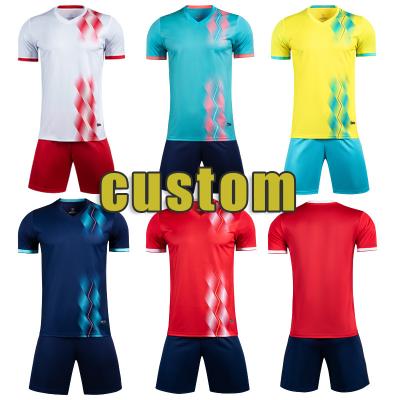 China Wholesale Price Plain Sports Man Sets 2022 Kids Breathable Training Custom Kit Sublimation Custom Soccer Jersey Set For Clubs for sale