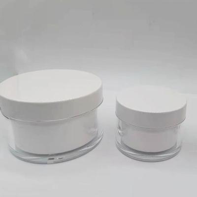 China Round 50ml 100ml 240ml Cosmetic Eco-friendly Acrylic Refillable Cream Jar With Spare Inner Jar For Skin Care Cream for sale