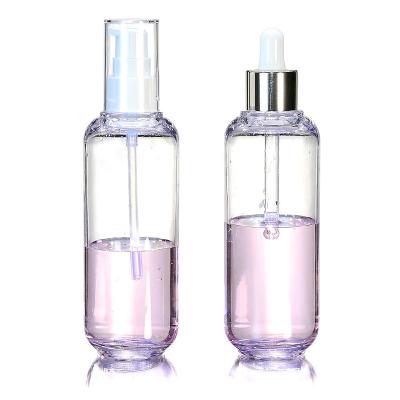 China Personal Care 115ml Thick Wall PETG Transparent Bottle With White Lotion Pump Refilling Makeup Remover Bottle for sale