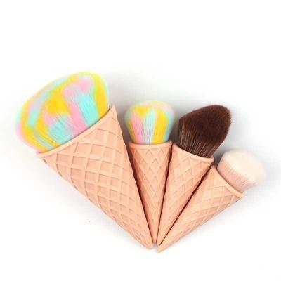 China Angular Blush Ins Style Popular Cute Stylish Private Customized Beveled Makeup Brush Set Ice Cream Powder Makeup Tool for sale