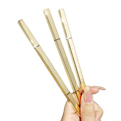 China Custom Double Logo Private Label Eyebrow Pencils Eyebrow Tattoo Pencil Gold Long Lasting Cosmetic Waterproof Makeup Eyebrow Tattoo Pencil for sale