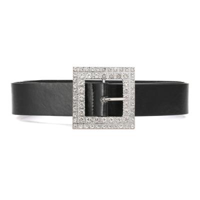 China Fashion.Casual Square Buckle Black Rhinestone Belt Fashion Ladies Jeans Accessories Square Custom Belt for sale