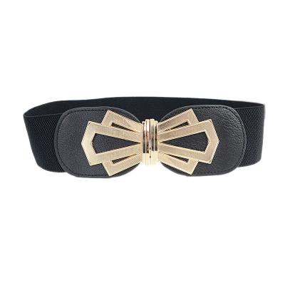 China Fashion.Casual Women Elastic Waistband Ladies Fashion Crown Bowknot Wide Waistband Elastic Dress for sale