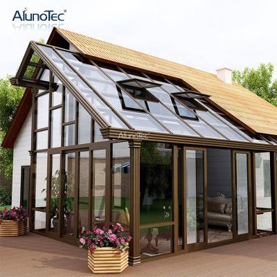 China Greenhouse Class Villa Kits Four Season Waterproof Indoor Outdoor Garden Sunroom Aluminum Glass Sunroom for sale