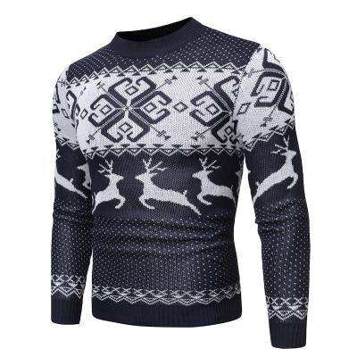 China 2021 Autumn/Winter Snowflake Deer Sweater Anti-wrinkle Round Neck Sweater Fine Wool Long Sleeve Men's Sweater for sale