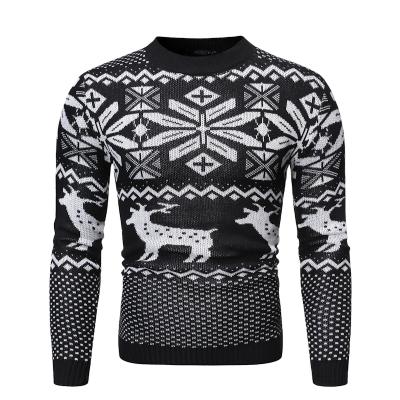 China Anti-wrinkle 2021 New Christmas Autumn/Winter Deer Men's Round Neck Sweater Men's Long Sleeve Sweater Round Neck Sweater for sale