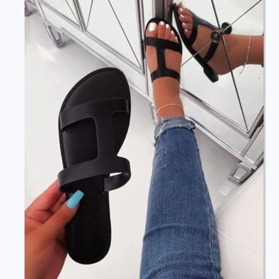 China Fashion trend large size women's shoe 2020 new character eye socket slippers in summer with flat heels for sale