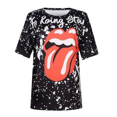 China Anti-wrinkle one of the most popular styles this summer is women's loose printed T-shirts with short sleeves and round collars for sale