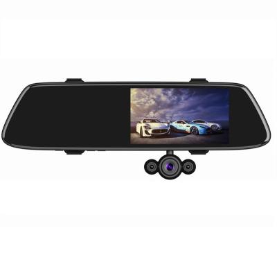 China Hot sales waterproof 3 lens rearview dvr with 5 inch HD screen cycling recording, parking detection, G-sensor car electronics black box for sale