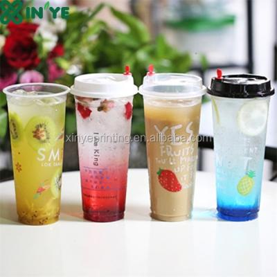 China Eco-friendly Custom Printed Bubble Tea Mug With Tight Sealing Lid for sale