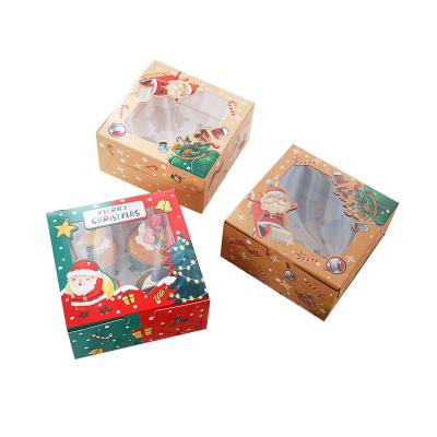 China Recycled Materials Christmas Food Bakery Treat Boxes with Window Candy and Cookie Boxes for sale