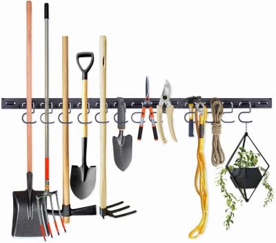 China 48 inch workable with 3 rails 12 hang all metal garden tool organizer, adjustable tools heavy duty hanger storage system for sale