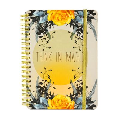 China paper & Fast Shipping High Quality Cardboard Gold Foil Cover Elastic Band Notebook A5 Custom Printed Spiral Notebook For Student for sale