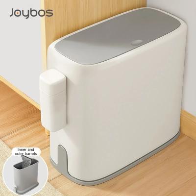 China Double Layer Sustainable Toilet Trash Bin JOYBOS Bathroom Waste Bin Press Style Kitchen Bathroom Narrow Waste Bin With Lid 15L for sale