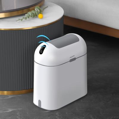 China JOYBOS Touchless Sustainable Bathroom Trash Can With Lid Kitchen Trash Cans With Lid Motion Sensor Automatic Trash Can For Bedroom for sale