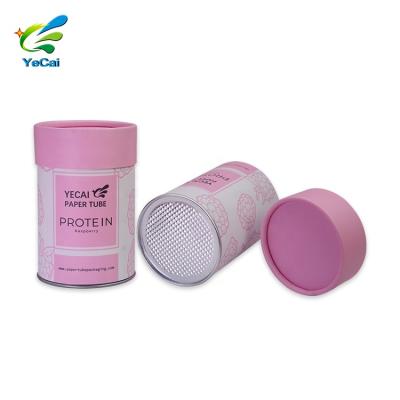 China Food Grade Stash Protein Powder Paper Cylinder Container Food Supplement Biodegradable Airtight Paper Tube for sale