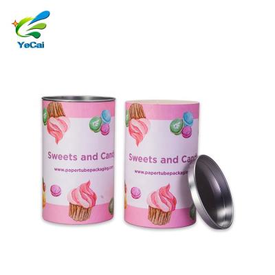 China Food Grade Paper Tube Ice Cream Food Round Biodegradable Biodegradable Paper Container With Metal Lid for sale