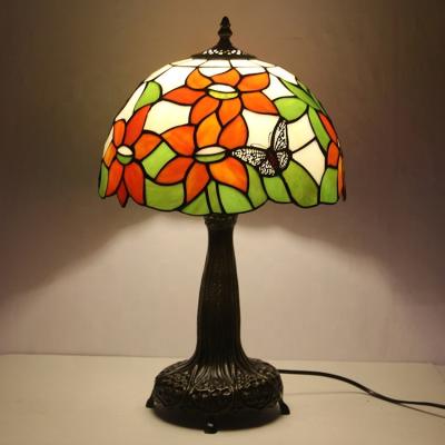 China Real Tiffany Table Lamp 30cm Mediterranean Sunflower Shade Alloy Base Table Lamp from LongHuiJing for Bedroom for sale