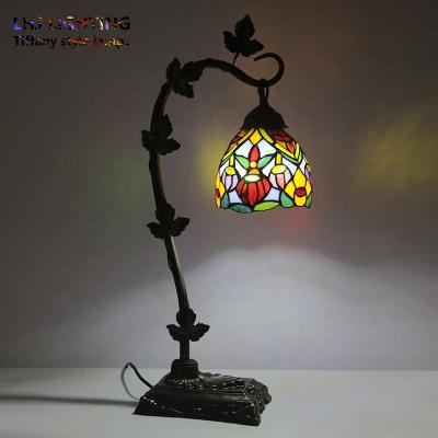 China LongHuiJing 8 Inch European Mediterranean Stained Glass Tiffany Style Table Lamp for sale