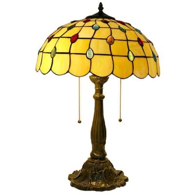 China EUROPEAN LongHuiJing Tiffany Style Pearl Table Lamp eometry 16Inch Stained Glass Lampshade for sale